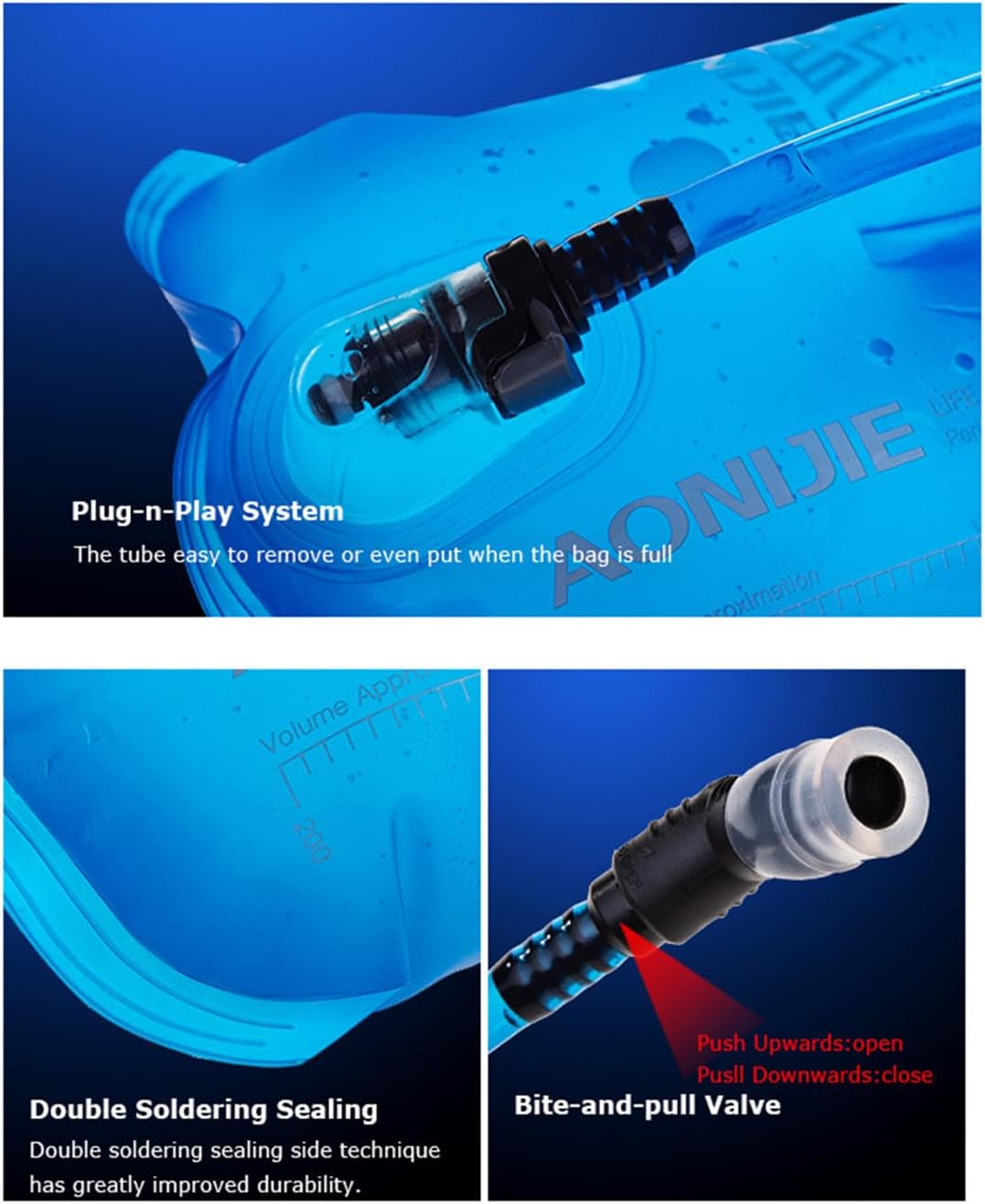 AONIJIE 1L/ 1.5L/ 2L/3L Folding Riding Running Water Bag Outdoor Mountaineering Backpack Drinking Bag (1.5L-TPU)