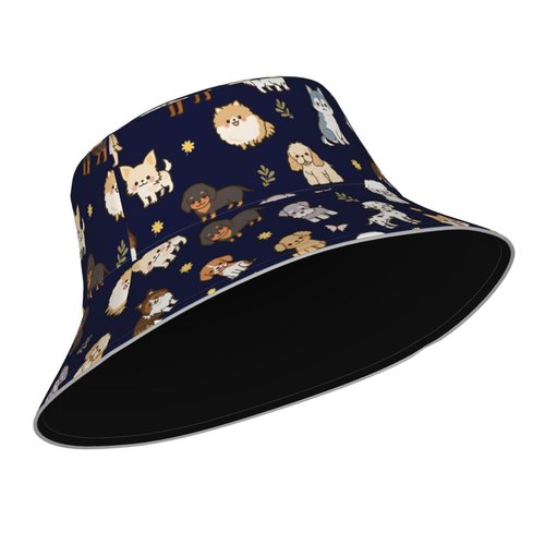 Zminciu Cute Puppy Dog Print Bucket Hat for Men Women Packable Reversible Printed Summer Hats Fisherman Cap Outdoor Sum Travel Hiking Beach Caps Vacation Hat