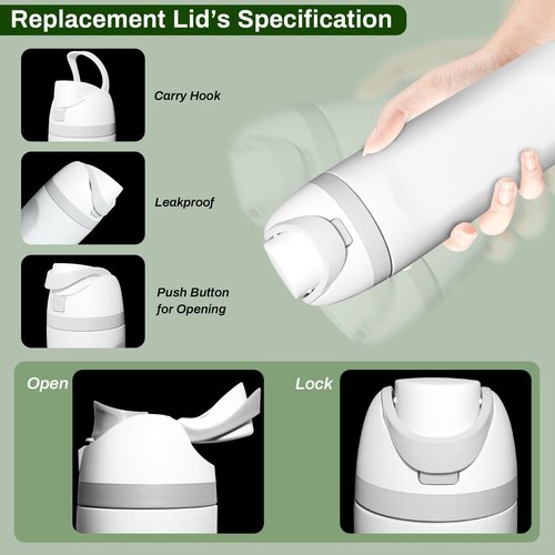 Replacement Cap Fit for Owala FreeSip Insulated Stainless Steel 16oz 24oz 32oz 40oz, Replacement Lid Fit for Owala FreeSip Clear Tritan Plastic Water Bottle (White)
