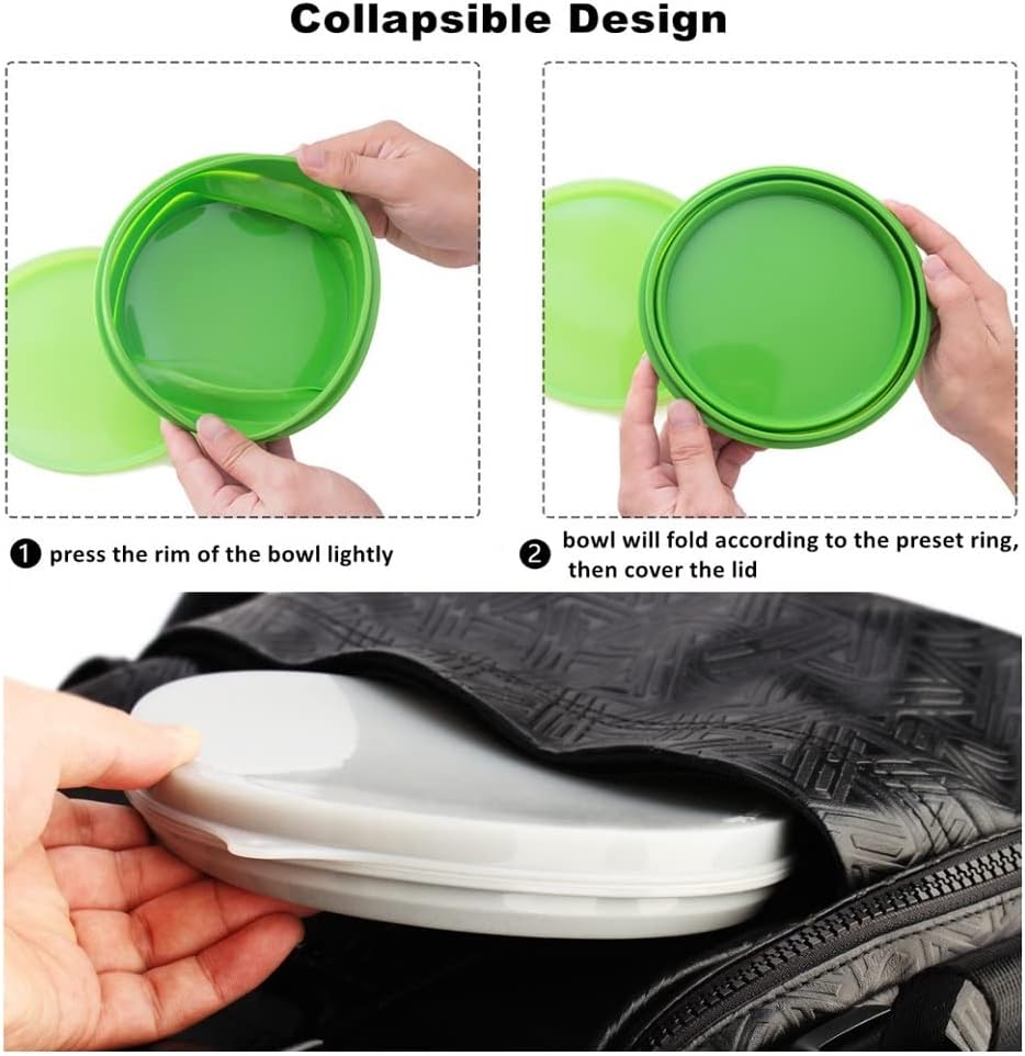 IYYI ME.FAM Silicone Collapsible Bowl with Lid - 800ML Folding Travel Bowl for Camping, Hiking - Heat Resistant