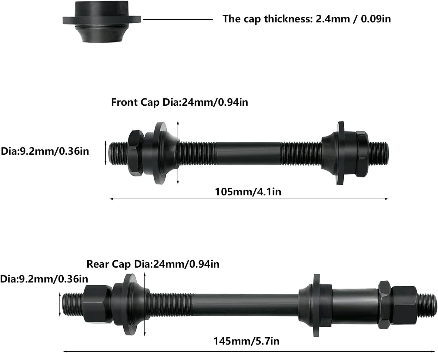 AiTuiTui 1 Pair Bike Quick Release Axle Skewer Bicycle Hub Parts, Front & Rear Axle Hollow Shaft Kit Replacement for Road, Mountain, MTB, BMX Bikes