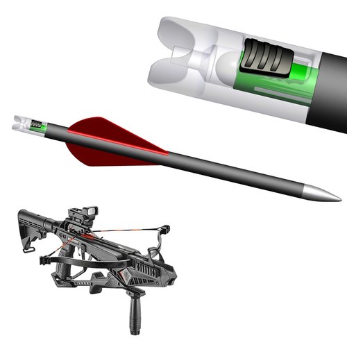 CosiComu G Lighted Nocks for Mini Crossbow Bolts with .165 .204 .233 .244 .246 Inside Diameter with X, H, S, GT Bushings Half-Moon Light up Knocks 6-Pack (Green)