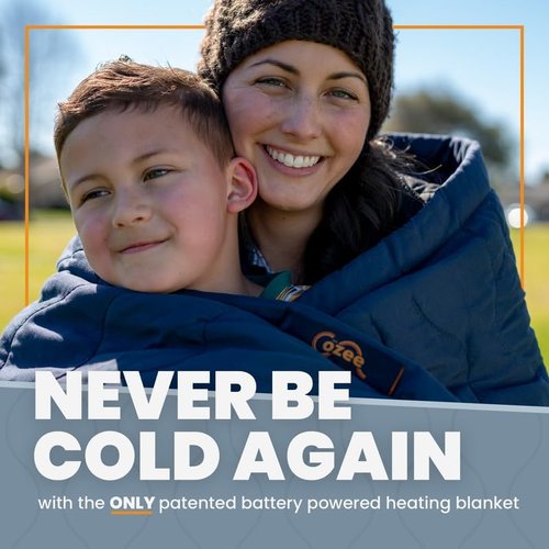 Cozee Battery Powered Heated Blanket | Urgent Watch The How to Video Before Buying | Stadium Blanket | Indoor/Outdoor | 60"x60" | Camping | RV | Car | Air Travel | Emergency Kit