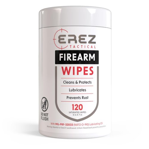 Erez Tactical Gun Cleaning Supplies: 120 Gun Cleaning Wipes, 5"x7" CLP Gun Cleaner Lubricant - Clean, Lubricate, Protect - MIL-PRF-32033 (NATO O-190) Field & Range Gun Cleaning Cloth