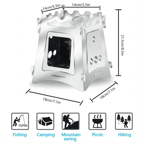VODA Camping Backpacking Stoves Portable Wood Stove for Outdoor Wood Burning Camping Cooking Light Weight Backpacking Stainless Steel Stoves for BBQ Picnic