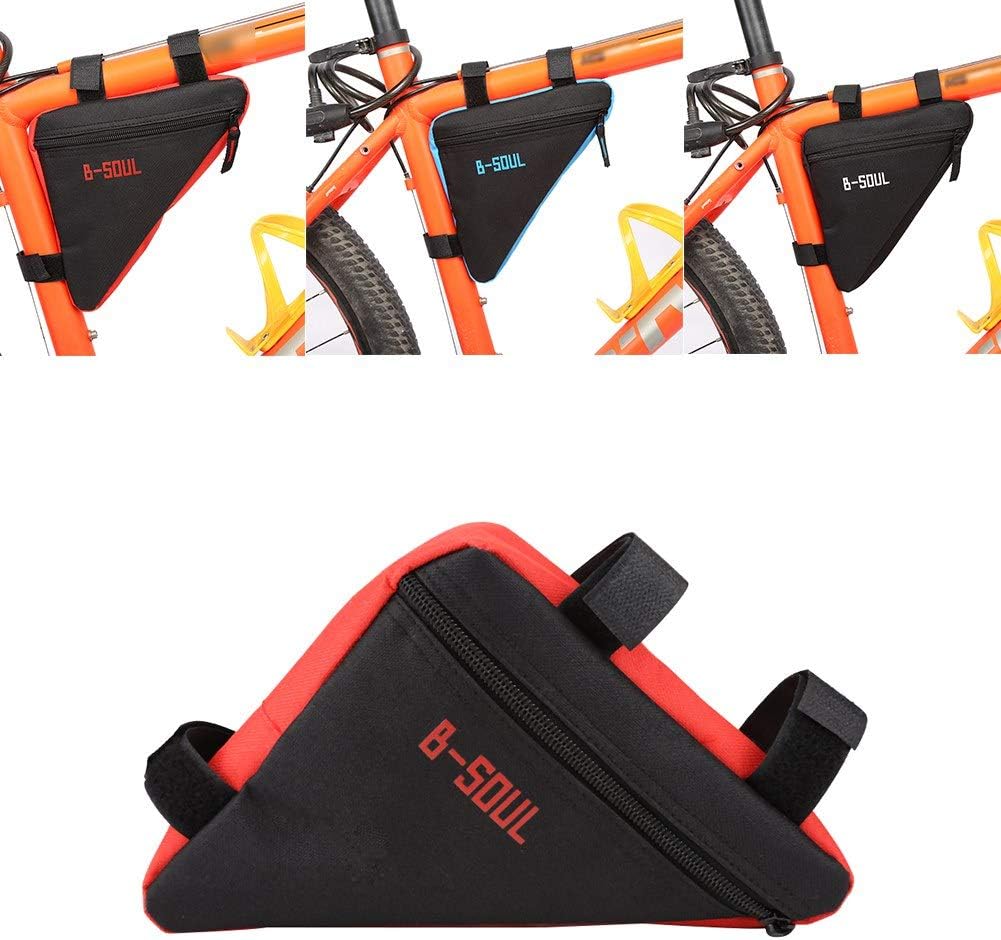 Frame Strap-On Bike Bag, Large Capacity Oxford Fabric, Quick Release Strap Design for Cycling, Hiking, Traveling (Black & Blue)