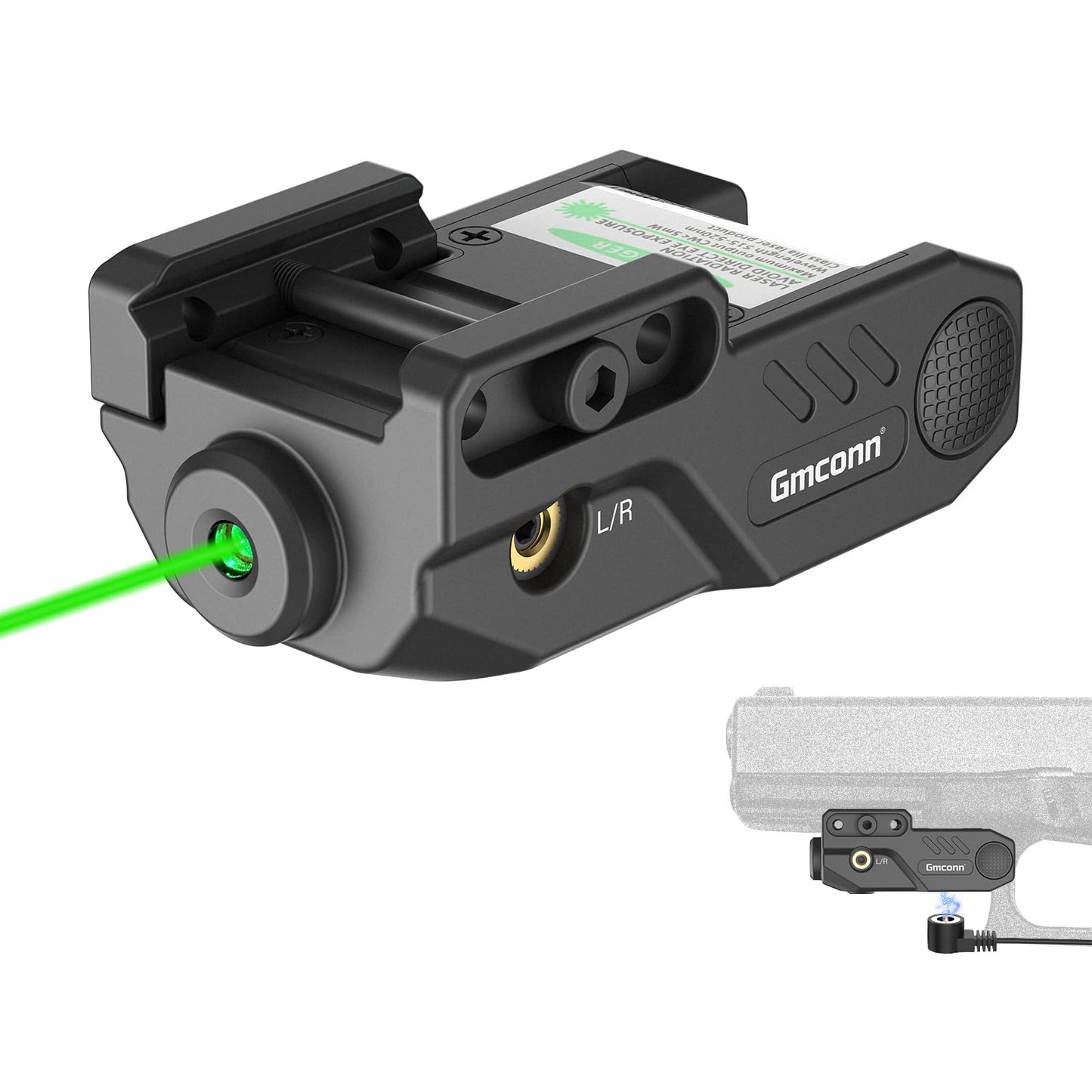 Gmconn Pistol Green Blue Red Purple Laser Sight with Rechargeable Magnetic USB Port, Low Profile Picatinny Mount Purple Dot Sight (Green Laser)
