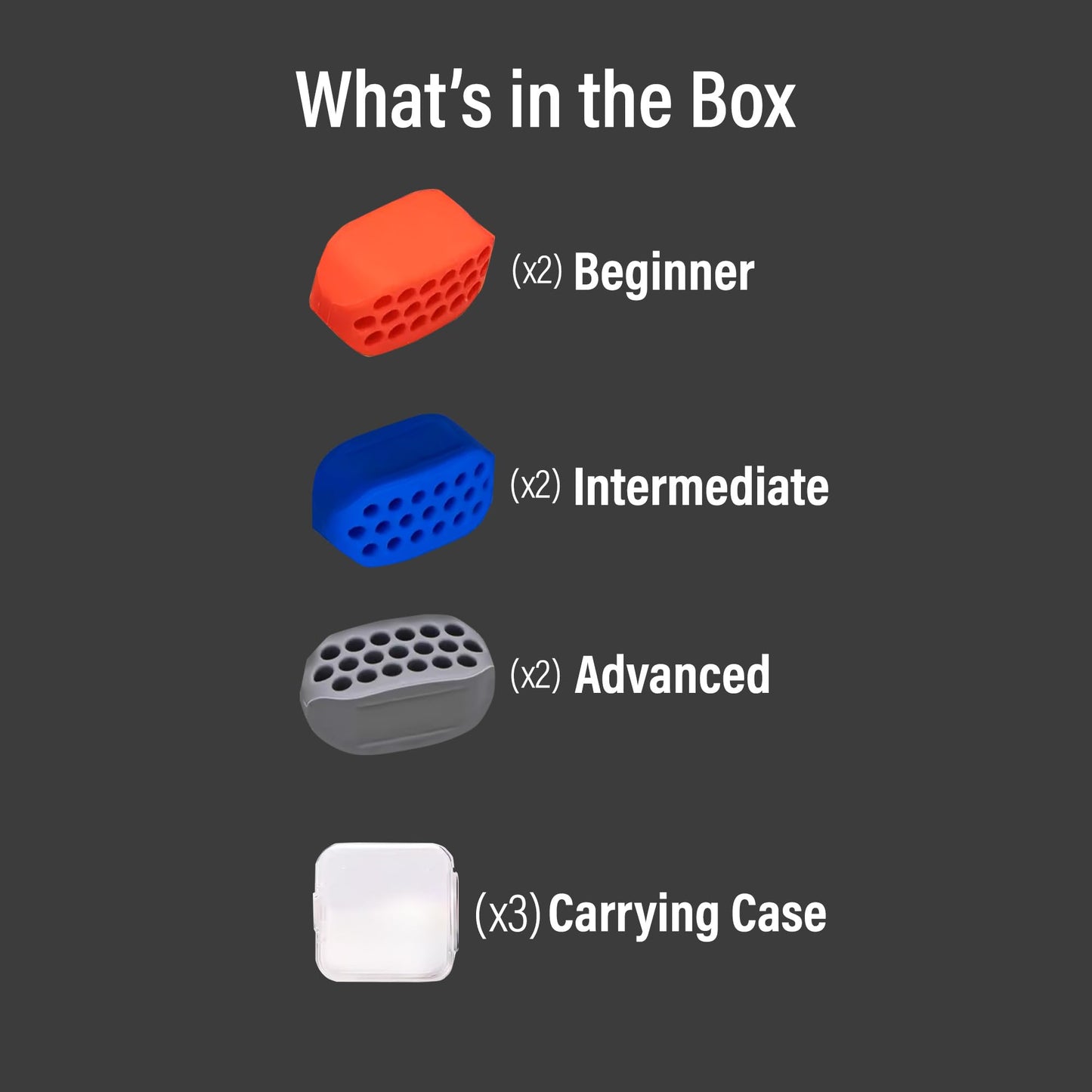 JawRx Jawline Exerciser, Double Chin Eliminator, Face Lift Device, Jaw Strengthener, 6 PCS Jawline Shaper for Men and Women, 3 Resistance Levels