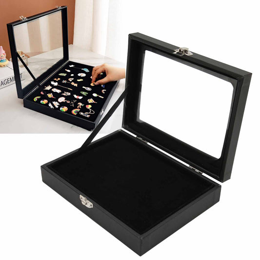 Large Capacity Pin Display Case, Transparent Cover, Badge Display Case, Shadow Box Frame Jewelry Storage Box with Lock Buckle for Pins, Military Medals, Badge Collection