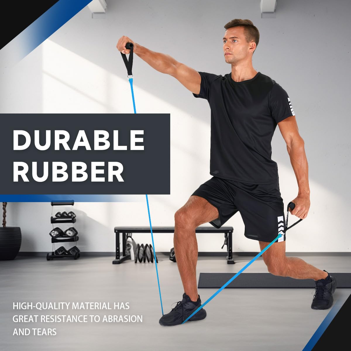 Exercise Bands with Handles, Resistance Bands with Handles, Ideal for Physical Therapy, Strength Training, Muscle Toning - Door Anchor and Starter Guide Included (Red-Light(10lbs))