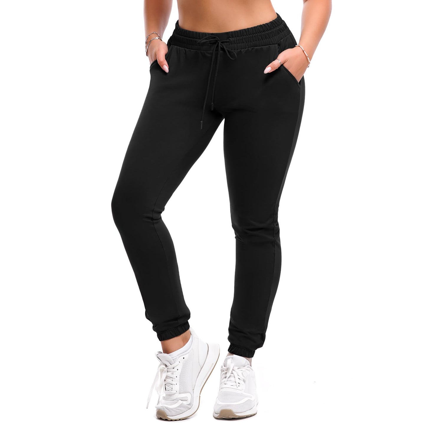 SINOPHANT Joggers for Women with Pockets Drawstring Sweatpants for Lounge Gym Yoga Black S