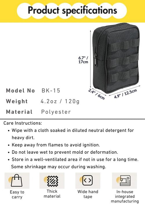CAMPINGMOON Tactical Admin Molle Pouch Military Camping Tool Bag Storage Case for Peg Hammer Lantern Coyote BG-40