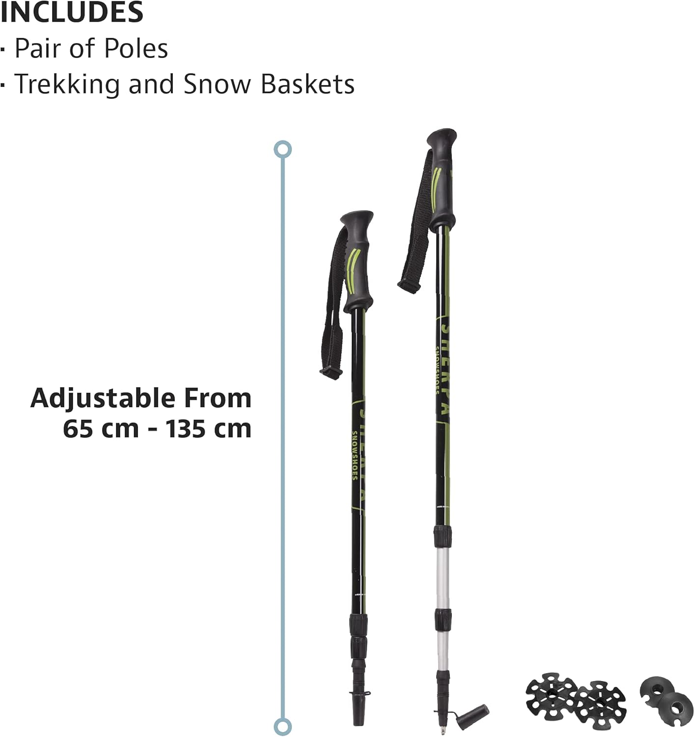 Yukon Charlie's Sherpa Trekking Poles, Twist Lock Adjustment System, Hiking Poles and Snow Baskets, Multiple Styles & Sizes