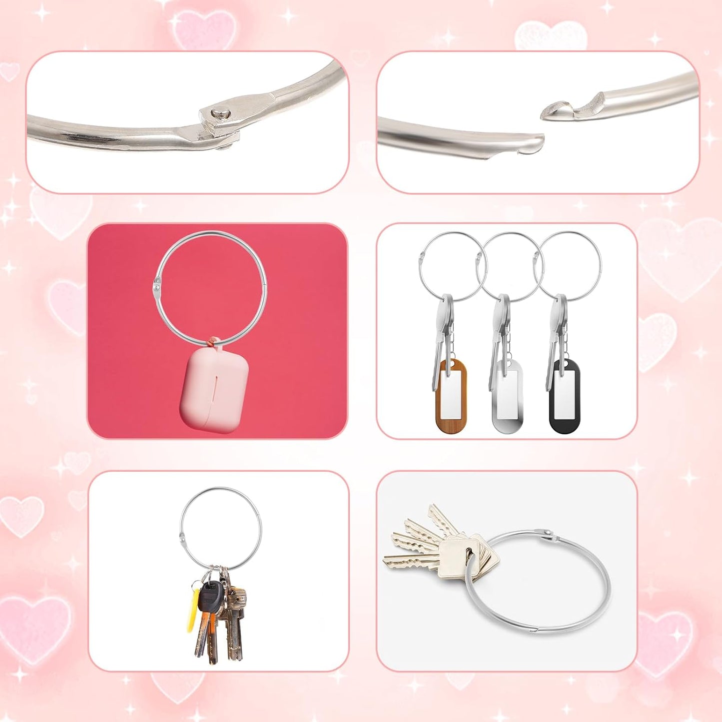 30 Pack Binder Rings 3 in Silver Loose Leaf Binder Ring, Small Book Rings Metal Rings for Index Cards, Notebook, Paper, Receipts Photos, DIY Crafts School Supplies