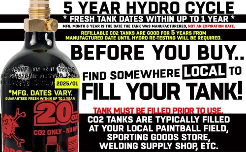 Maddog 20 Oz Refillable Aluminum CO2 Paintball Tank - Ships Empty - 3 Pack