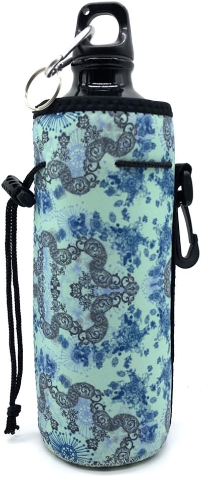 Water Bottle Carrier,Insulated Neoprene Water Gym Travel bottle Holder Bag Protector Sleeve Case Pouch Cover 0.6L or 0.75L, Great for Stainless Steel and Plastic Bottles (BLUE STAR)
