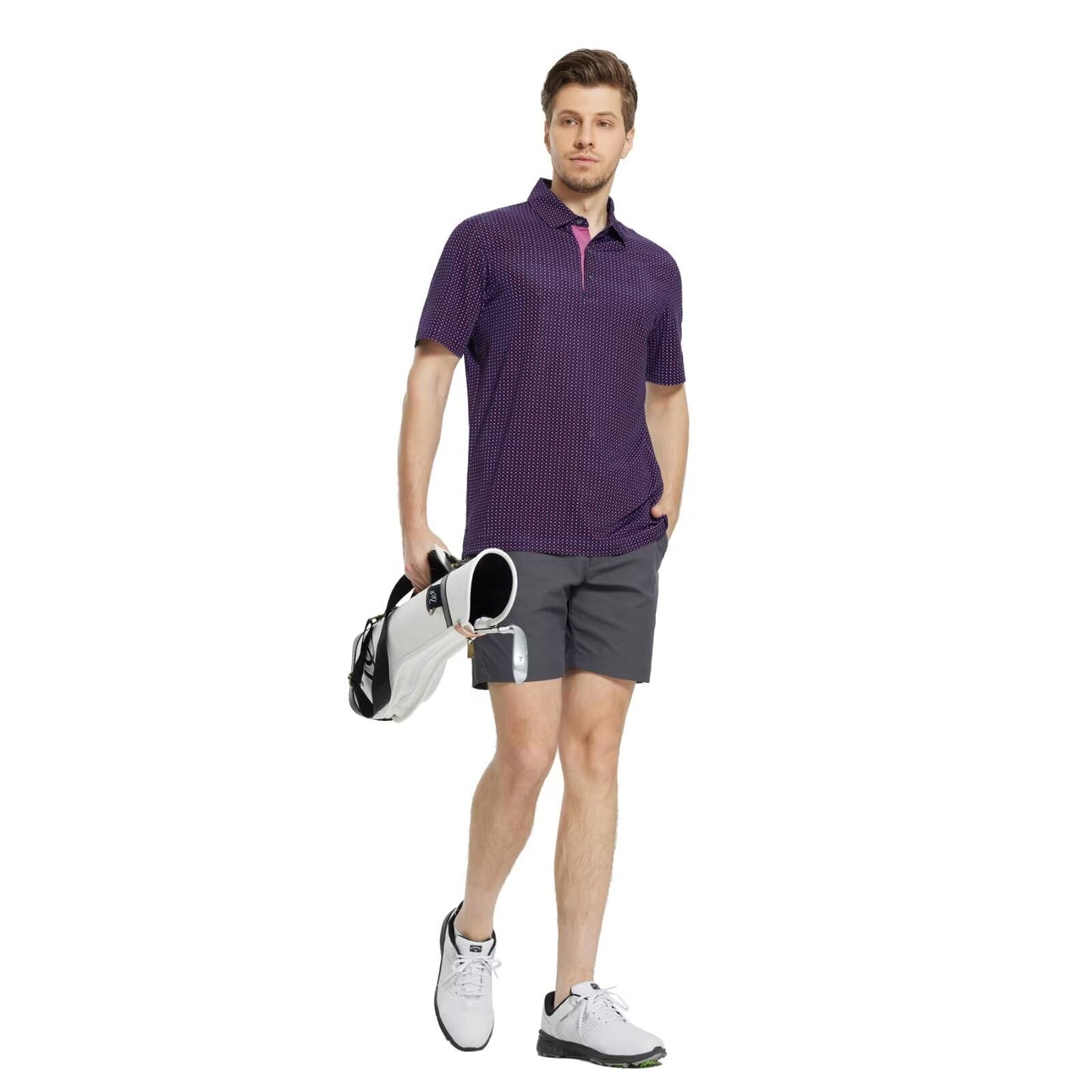 M MAELREG Polo Shirts for Men Quick Dry Fit Short Sleeve Performance Moisture Wicking Print Men’s Golf Shirts