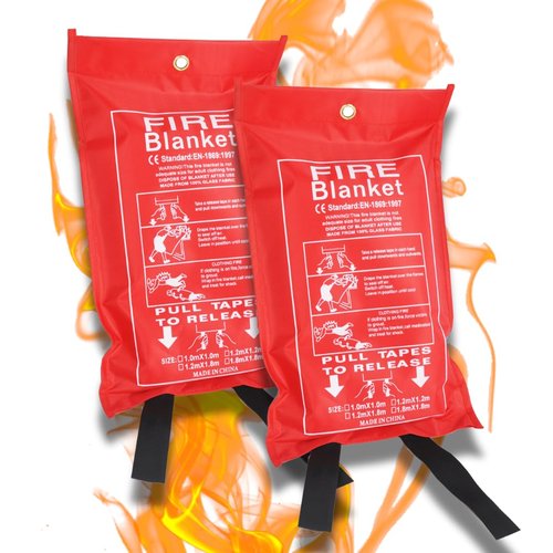 M&MBROTHERS Emergency Fire Blanket - Fire Suppression Safety Blanket for Kitchen, Car, Office, and Home - Compact and Easy to Use - Heat Resistant for Fire Safety