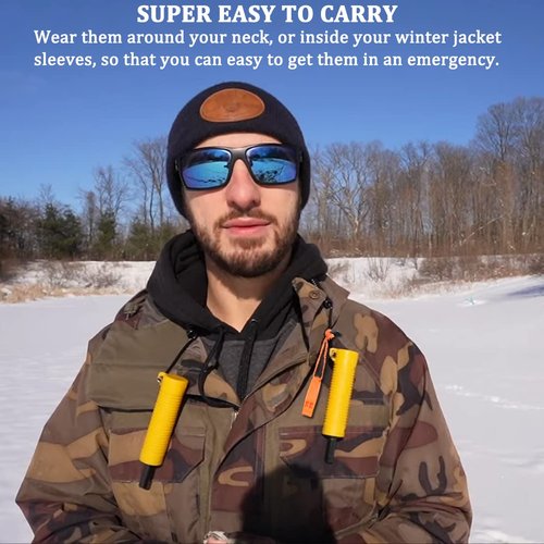 Huntury Retractable Ice Pick - Safety Spikes, Ice Skating, Fishing Accessories