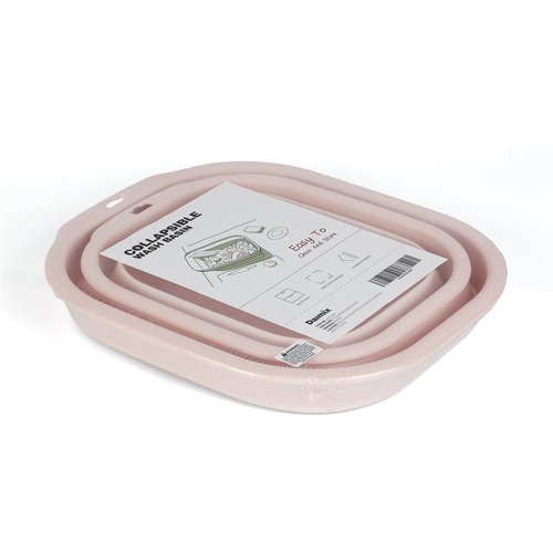 Daimix Collapsible Wash Basin Set of 2, Foldable Small Medium Size Wash Basin, Portable Plastic Basins for Laundry, Bottles, Travel, Camping (Pink)