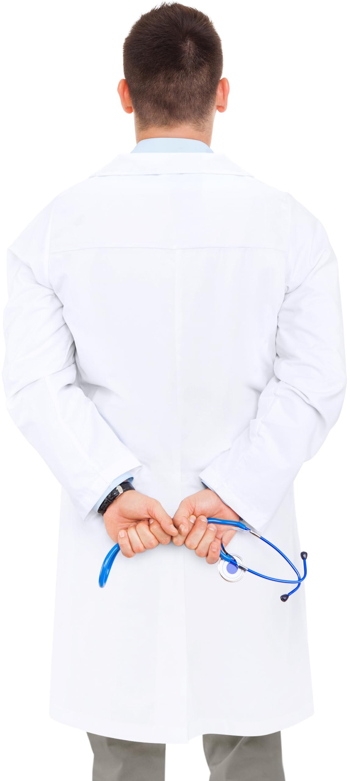 NY Threads Professional White Lab Coat for Men, Long Sleeve Medical Coat 1 Pack, Small, Navy