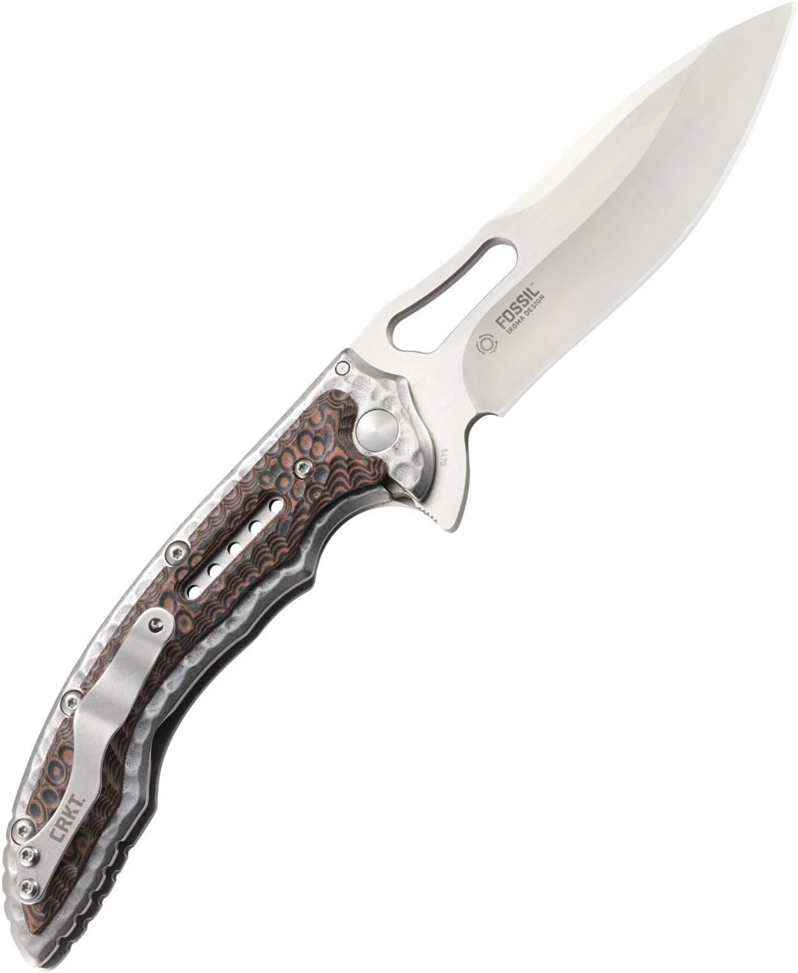 CRKT Fossil Folding Pocket Knife: Compact Stainless Steel Plain Edge EDC Folder with Frame Lock, Everyday Carry Knife, Satin Blade Finish 5460, Brown