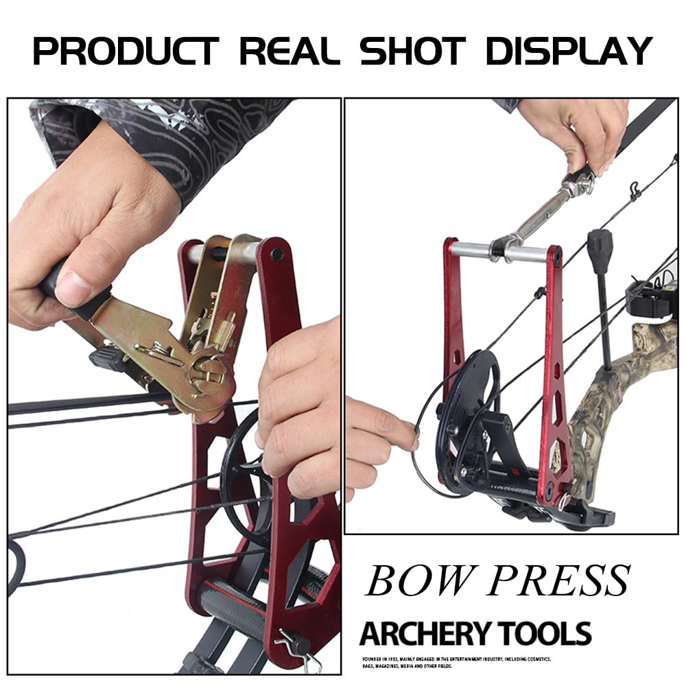 AMEYXGS Compound Bow Press Archery Aluminium Alloy Archery Ratchet Bow Press Portable Bow Press Ratchet Bow Press Open Tool Accessories Bow String Replacement Tool (Red)