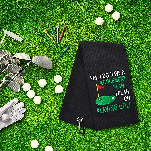 Funny Retirement Golf Towel for Men Black - Golf Gift Accessory