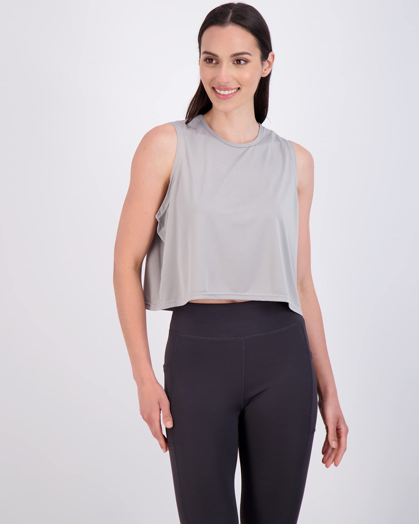 Real Essentials 5 Pack: Women's Dry Fit Crop Summer Tank Top - Gym Yoga Workout Sports Tee (Available in Plus Size) Set 5, M