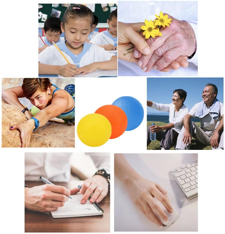 3 Resistance Levels Hand Exercise Balls, Stress Balls for Adults, Squeeze Balls for Physical Therapy, Hand Grip Strength Trainer Hand Squeezers for Strength, Wrist Forearm Finger Exerciser