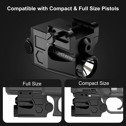 Compact 600 Lumens Green Laser Light Combo for Glock Taurus Walther Springfield S&W, Steady & Strobe Mode for Laser & Light, 3 Holes for Better Mounting - Illuminate Your Path with Precision