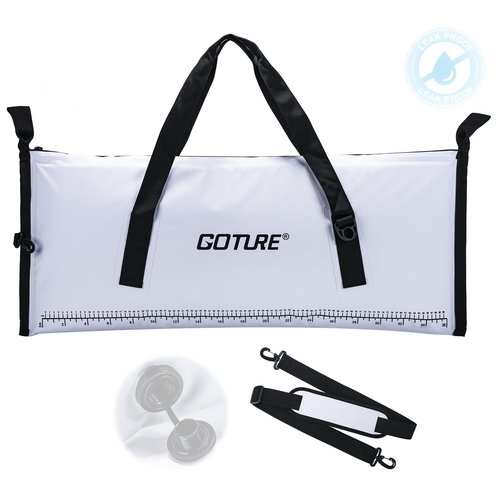 Goture Insulated Fish Cooler Bag, Leakproof Fish Kill Bag, Waterproof Fish Bag with Carry Handle and Strap, Portable Large Fishing Cooler Bag with Drain Plug, Keep Ice Cold All Day, 40inx16.5in