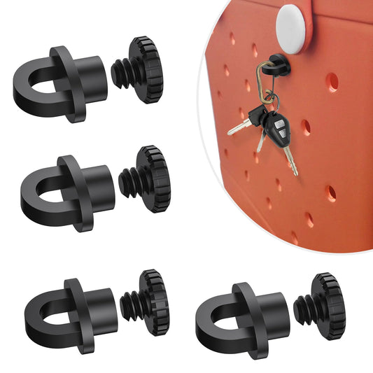 ARSUNOVO 4Pcs Hook Accessories for Bogg Bag, Insert Charms Key Holder Compatible with Beach Bag, Keychain Hanger for Simply Southern Bag(Black)