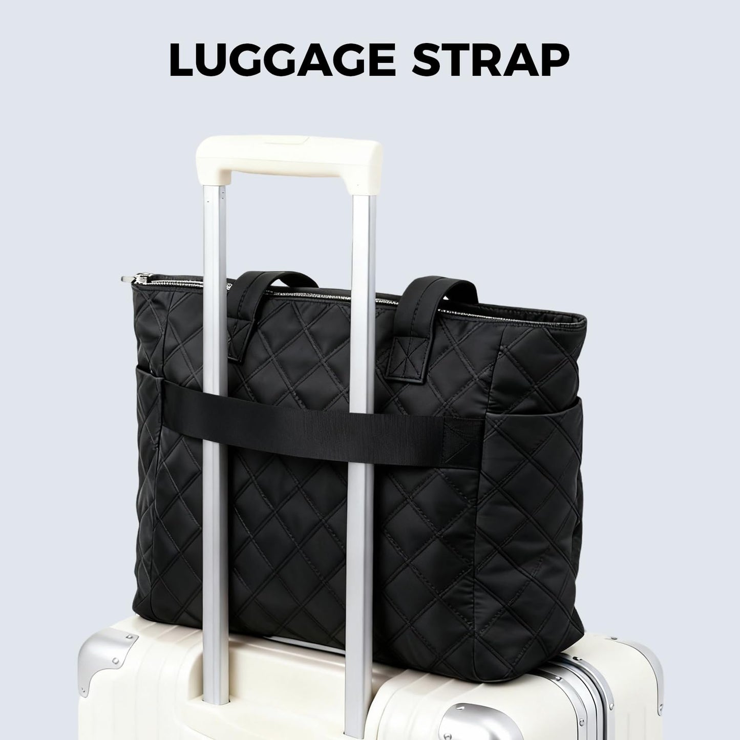 TRIOBASE Tote Bag for Women,Lightweight Quilted Handbag with Compartments,Puffer Shoulder Tote Bag with Zipper for Work,Travel,Gym