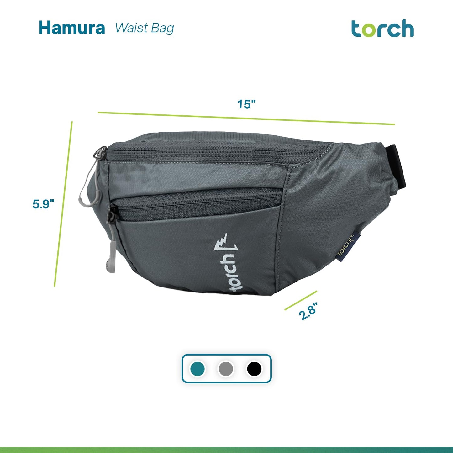 TORCH Fanny Pack for Men Crossbody - Waist Bag for Women with Compass Survival & Secret Pocket, Shoulder Bag Men Women for Travelling, Workout, Running, Outdoor - Hamura (Grey)