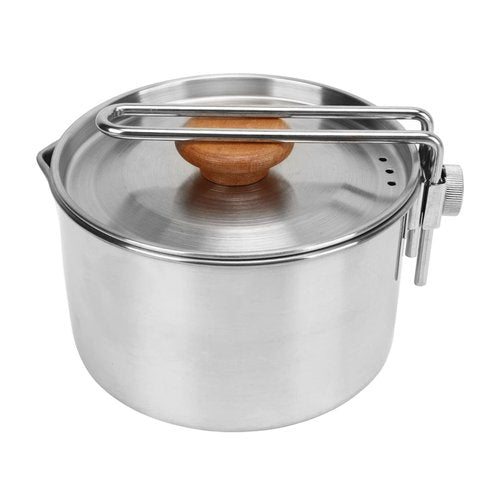 Camp Kettle, 1L Camping Pot with Foldable Handle, 304 Stainless Steel Camping Kettle for Outdoor Cooking, Backpacking Pot for Campfire, Stove - Ideal Portable Cookware for Camping, Hiking, Picnic