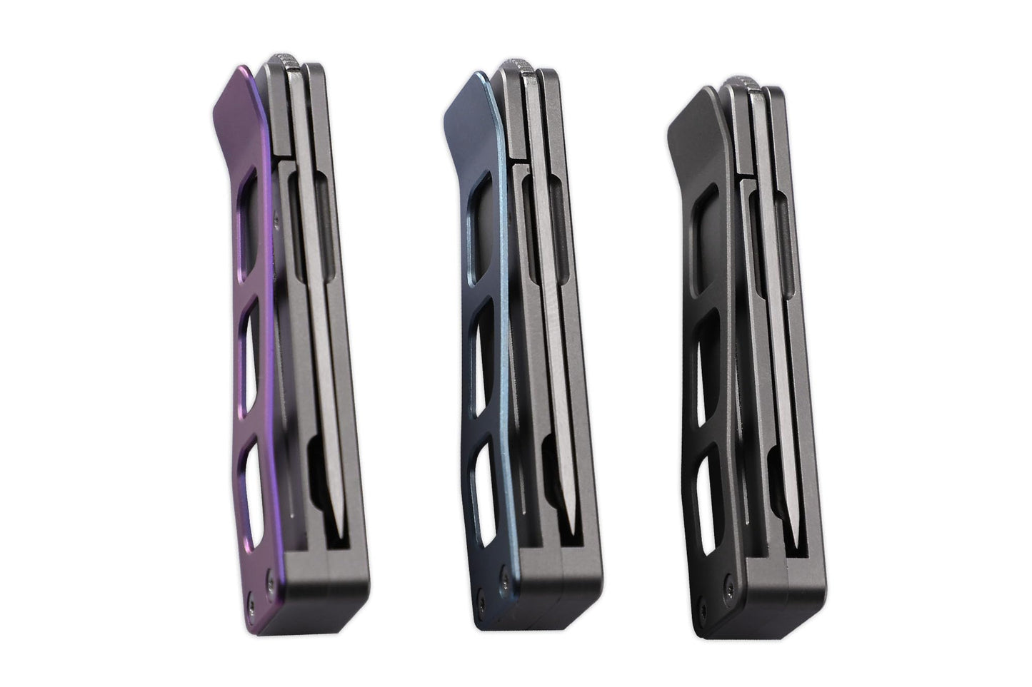 Petrified fish PFE09 Cash Folding Knife,1.81" 14C28N Satin Blade, 1.69oz Titanium Handle Front Flipper Pocket knife for EDC (Purple)
