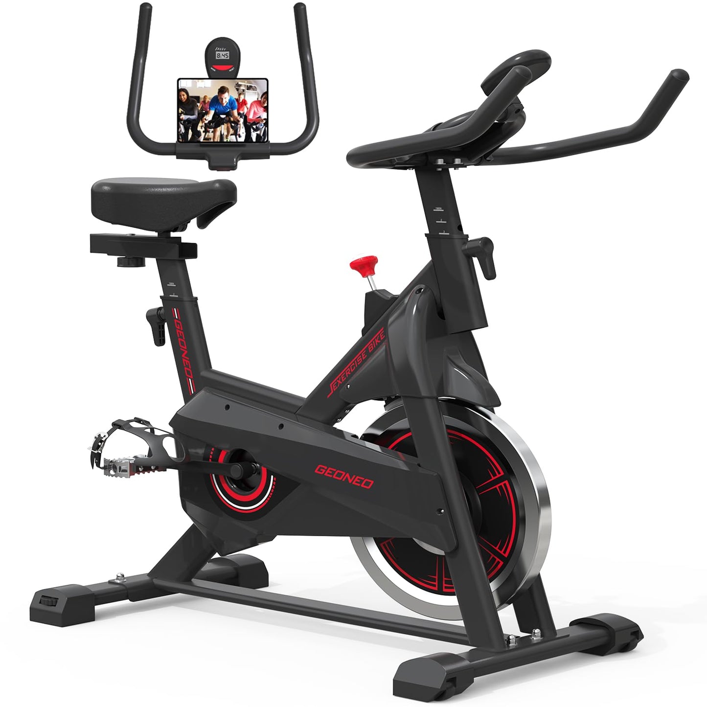 Exercise Bike, Adjustable Resistance Silent Belt Drive, Indoor Cycling Bike for Home Cardio, Fitness Stationary Bike with Tablet Mount & Comfortable Seat Cushion