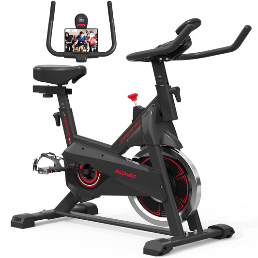 Exercise Bike, Adjustable Resistance Silent Belt Drive, Indoor Cycling Bike for Home Cardio, Fitness Stationary Bike with Tablet Mount & Comfortable Seat Cushion