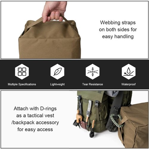 IDOGEAR Tactical Packing Cubes 3 Pieces Set Durable Lightweight Organizers with Zipper, Tool Utility Storage Bag for Travel Outdoor Activities(Coyote Brown)