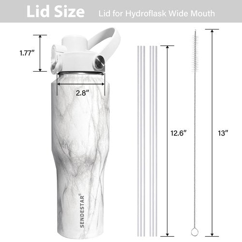 SENDESTAR Spout Lid for Hydroflask Wide Mouth Water Bottle Fits 18 oz 20 oz 32 oz 40 oz 73 oz,Chug Cap Flexible Handle Compatible, Takeya, Simple Modern, Wide Mouth Water Bottle
