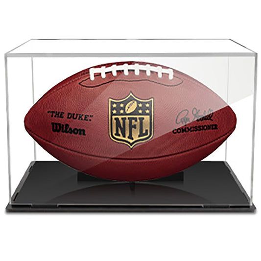 Football Display Case, Clear Acrylic Display Box Football Display Stand with Removable Built-in, Self-Assembly Memorabilia Display Box Cases Suitable for Autographed Footballs, Dolls, Models