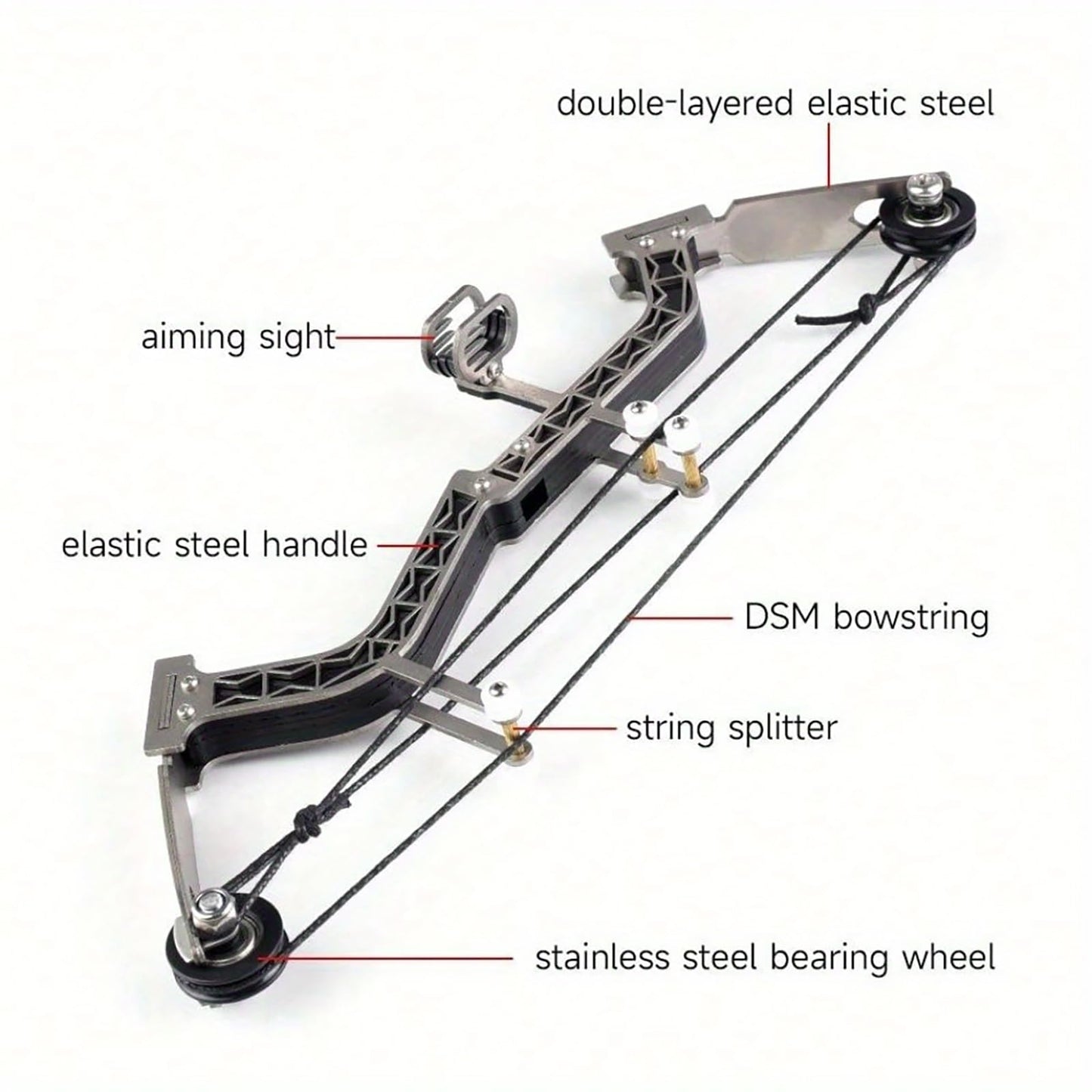 Archery Set Compound Bow Stainless Steel Training Bow Outdoor Sports Hunting Cool Stuff Professional Competition Black Style Length 10 inches