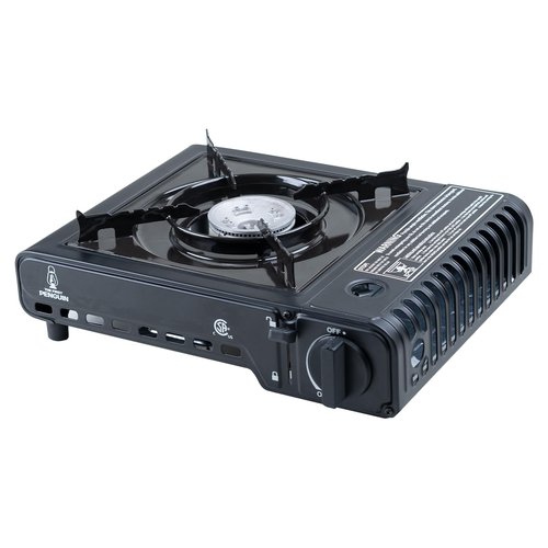 The First Penguin Portable Camping Stove - with Carrying Case 10,000 BTU Great for Emergency Preparedness Kit, High Power Butane Stove, Perfect for Camping, Hiking and Emergency-Black