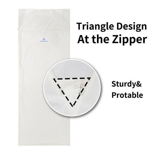 Mountainlodge Beige Sleeping Bag Liner for Warm Weather Seasons with Carry Bag - Protable,Lightweight and Skin-Friendly Sleeping Bag for Camping,Hiking and Backpacking. (Beige with Zipper Right)