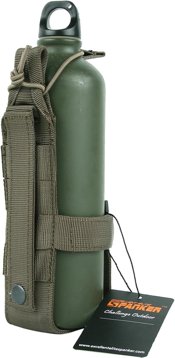EXCELLENT ELITE SPANKER Tactical Military Portable Belt Bottle Holder Pouch Molle Adjust EDC Water Bottle Carrier for Hunting Walking Running Traveling