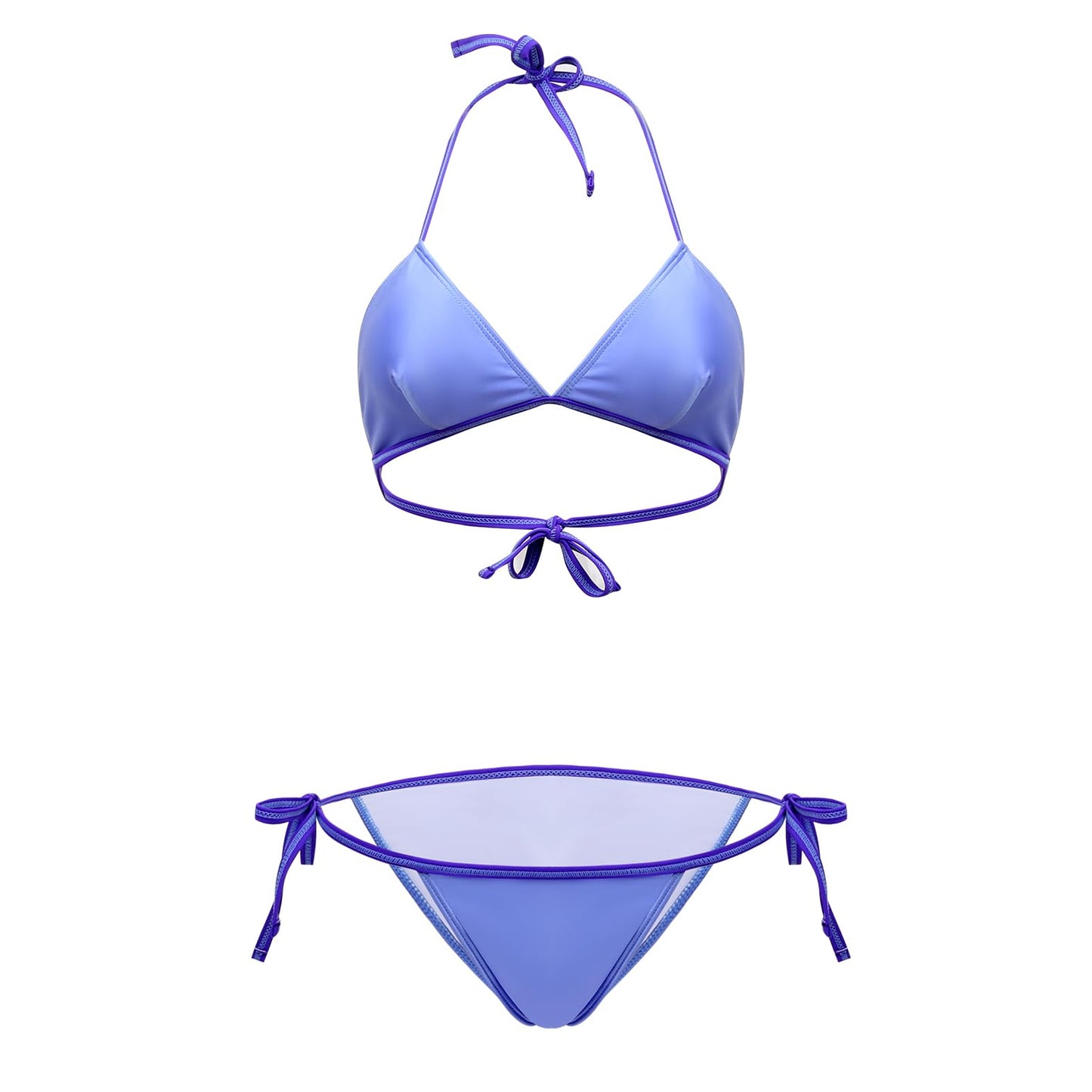 AMORESY マイア シリーズ ヨーロッパとアメリカのホルターネック ビキニ セクシーなスプリット ストラップ調節可能なスパンデックス水着スーツ （092） (US, Alpha, Medium, Regular, Regular, Very Peri)