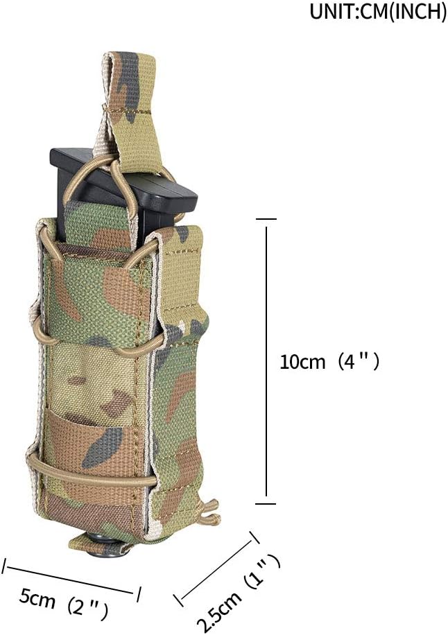 EXCELLENT ELITE SPANKER Open Top Single Pistol Mag Pouch Flashlight Holder Magazine for Glock19 M1911 Magazines (Multicam)