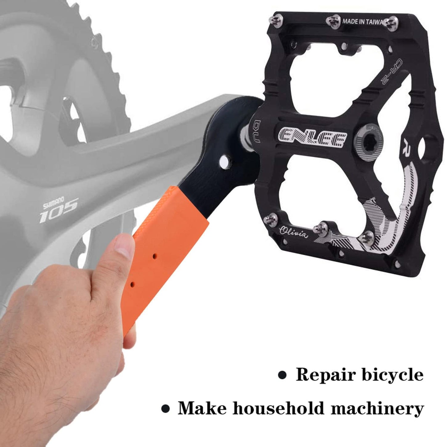 Pedal Wrench Double Sided Bicycle Pedals Removal 15/16/17mm Bikes Spanner Home Mechanic Kit Tool Comfortable Grip Cycling Crank for Biking Maintenance Repair