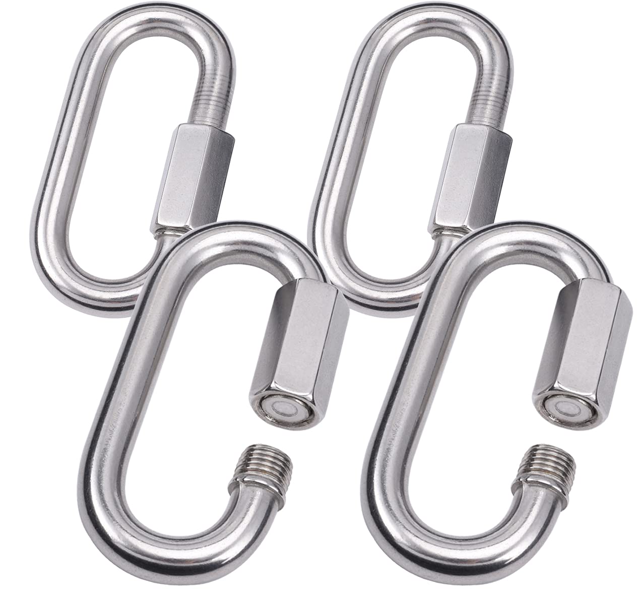 Alele D-Shape Locking Carabiner M4 Stainless Steel Quick Link Chain Connector Keychain Ring Buckle 10 Pack